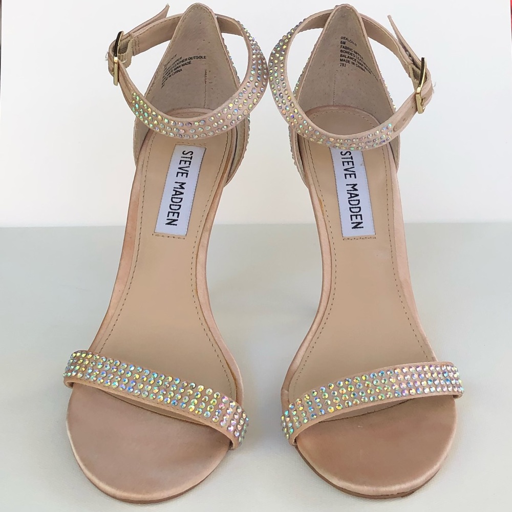 Steve Madden Realov-R Champagne Rhinestone Sandals